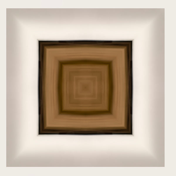 Detail from limited edition print titled 'Inbound Snow' featuring a geometric array of squares with varying shades of brown and white, designed to represent the effect of an incoming snowstorm.