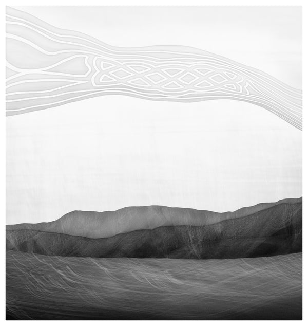 A limited edition photographic print featuring abstract representations of a landscape, with cultural references.