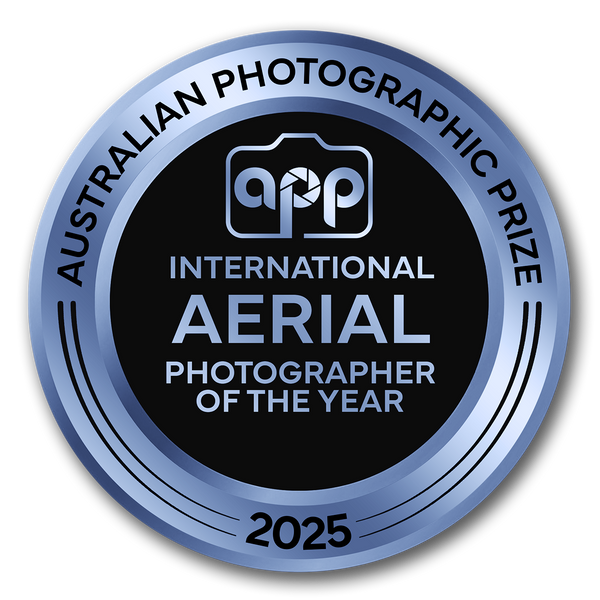Award badge for International Aerial Photographer of the Year 2025 by Australian Photographic Prize