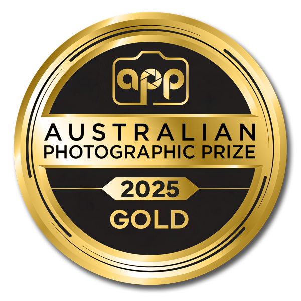 Gold and black emblem for the 2025 Australian Photographic Prize