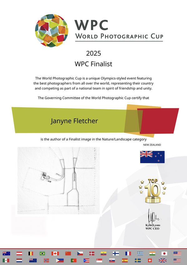 WPC World Photographic Cup 2025 finalist certificate for Janyne Fletcher