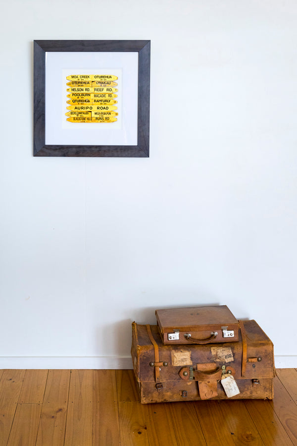 Charcoal Framed - Road Signs, Ida Valley, Central Otago