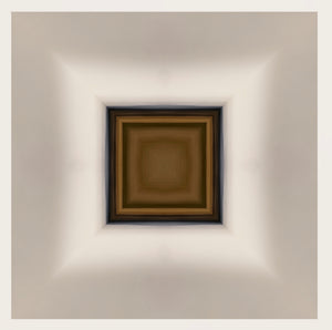Detail from limited edition print titled 'Inbound Snow' featuring a geometric array of squares with varying shades of brown and white, designed to represent the effect of an incoming snowstorm.