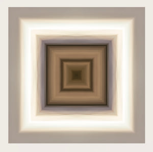 Detail from limited edition print titled 'Inbound Snow' featuring a geometric array of squares with varying shades of brown and white, designed to represent the effect of an incoming snowstorm.