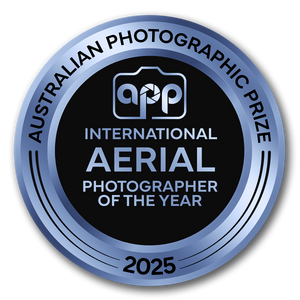 Award badge for International Aerial Photographer of the Year 2025 by Australian Photographic Prize 