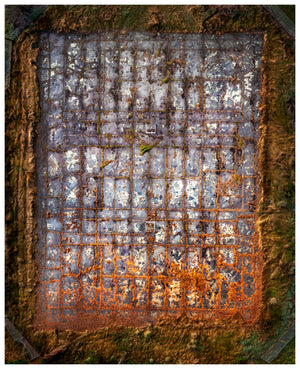 Aerial view of old tennis court