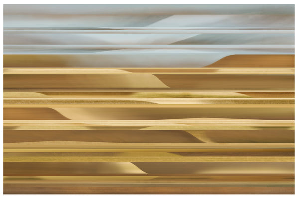 Abstract art with wavy lines in brown and beige tones