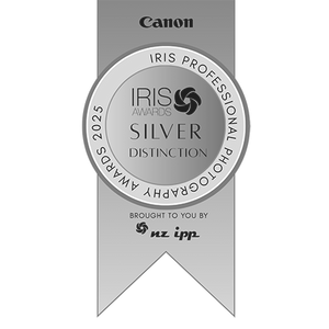 Silver award ribbon with 'Canon' and 'Iris Professional Photography Awards' text on a white background