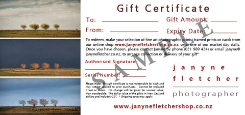 Janyne Fletcher Photographer Gift Card